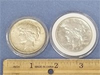 Lot of 2 Peace silver dollars 1925S, 1925       (k