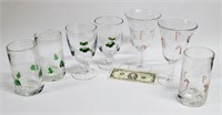 7 CLEAR CHRISTMAS GLASSES, TUMBLERS - NO SHIPPING