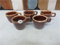 5 HULL USA Brown Coffee Cups