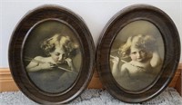 Victorian Framed Cupid 1800s Prints Signed