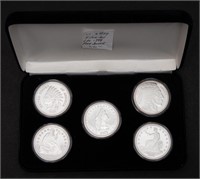 (5) 1 OZ SILVER ROUNDS IN BOX