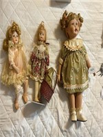 3 porcelain dolls