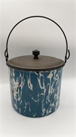 Blue and White Granite Berry Pail W/Wire Handle