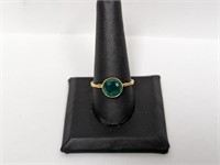 Vermeil/.925 Sterling Green Stone Ring Sz 10