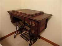 Antique Singer Sewing Machine with Cabinet and