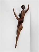 HAND CARVED WOOD DANCERS WALL SCULPTURE