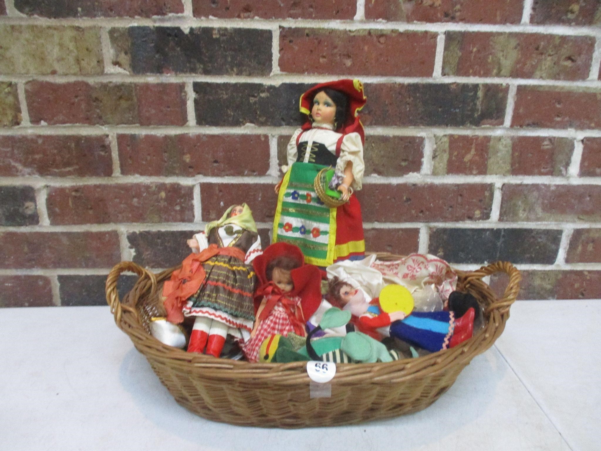 Basket full of Vintage Dolls