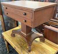 Large Softwood Two Drawer Sewing Stand