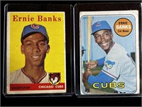 1958 & 1969 Topps Ernie Banks Baseball Cards