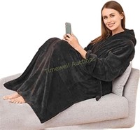 Cuddlee Blanket with Sleeves  Black Super-Soft