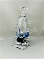 Art glass hand blown vase - 9" tall