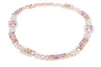38.60 ct Multi-Colored Sapphire & Diamond Necklace