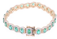 Rare AAA+ 8.88ct Emerald & Diamond 14k Bracelet