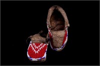 Sioux Fully Top Beaded Hard Soled Moccasins c1890