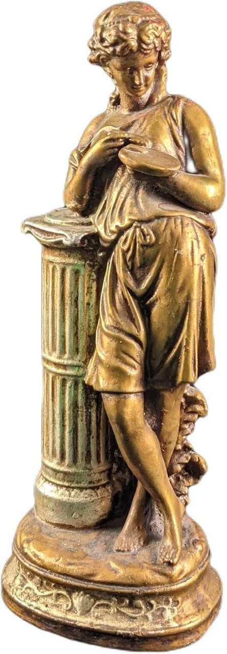 Vintage Greek Goddess Gold Painted Plaster Statue