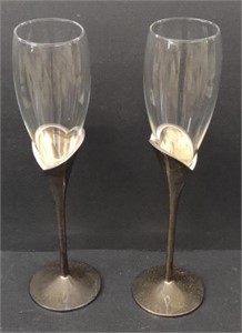 Lenox Silver Plated Champagne Flutes (10" Tall)