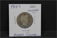 1914S Low Mintage Silver Barber Quarter