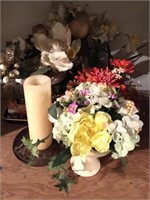 Candle & Artificial Flower Décor