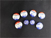 8 political buttons: Goldwater and Miller -