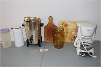 coffee pots, cutting board, pitcher