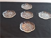5pc Dogwood Blossom Clear Glass Coasters