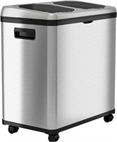 Touchless 16 Gallon Dual Trash Can Stainless Steel