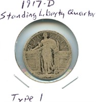 1917-D Standing Liberty Silver Quarter - Type I