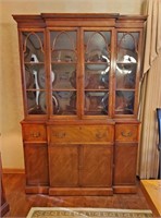 Antique 2 pc Mahogany Wood Glass China Cabinet