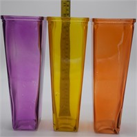 Multi-Color Glass Vases - Group of 3