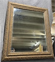 Beveled Edge Wall Mirror With Gold Decorative