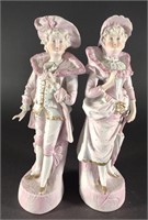 2 Victorian Painted Bisque Porcelain Figures