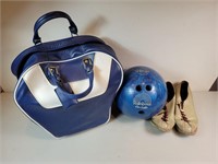 Ebonite Rainbow Bowling Ball Bag and Shoes