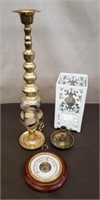Lot of Candle Holders & Barometer