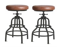 LOKKHAN Industrial Bar Stools-Swivel Leather Metal