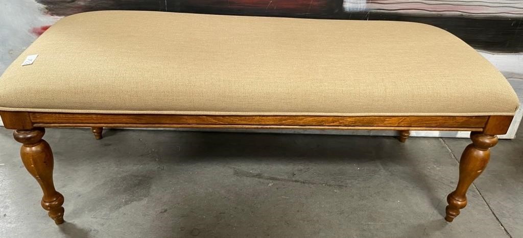336 - WOODEN BENCH W/ UPHOLSTERED SEAT 48"L