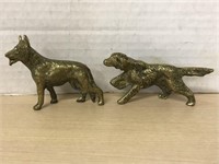 2 Brass Dog Figurines