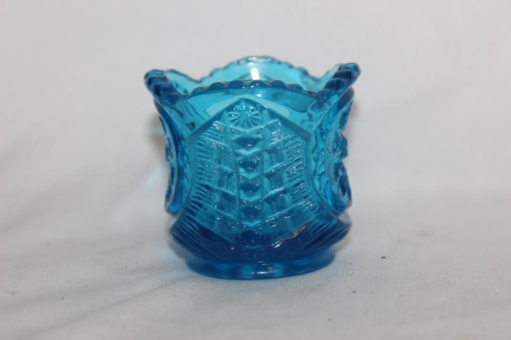 A Blue Glass Toothpick Holder