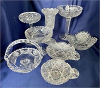 8 Piece Lot of Brilliant Period Cut Glass