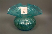 4 1/2” Tall Dugan Frit Tri-Cornered Vase w/ Ribbed