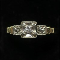 14K Yellow gold diamond solitaire in an illusion