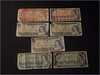 Old 2 Dollar & 1 Dollar Bills 1954 & Up