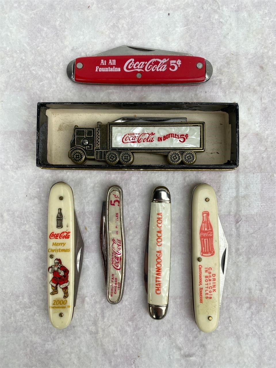 Vtg Lot of 6 Coca-Cola Pocket Knives