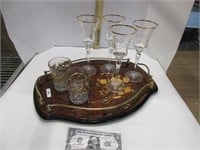 Lovely tray with beautiful gold rimmed glasses