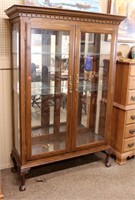 Oak Curio Cabinet With Mirrored Back