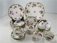 APPROX. 25 PCS AYNSLEY FLORAL DINNERWARE