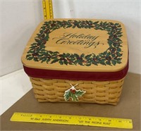 Longaberger Card Keeper Holiday Basket With Lid,