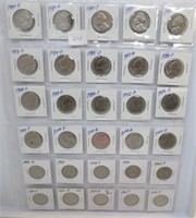 30 Jefferson nickels, mixed dates