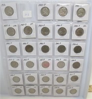 29 Jefferson nickels, mixed dates