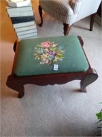 Antique Needle Point Foot Stool