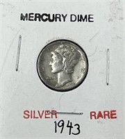 Rare 1943 Silver Mercury Dime